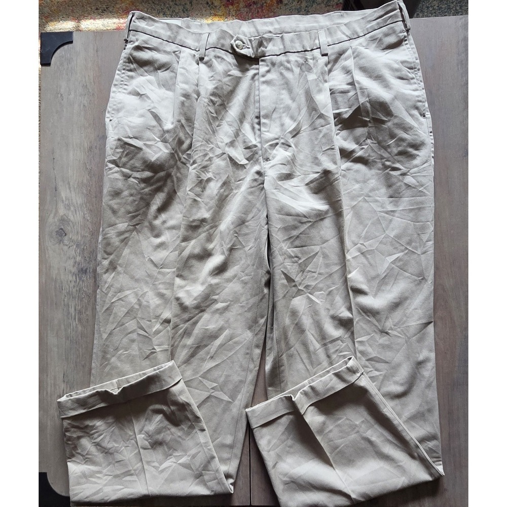 Savane Tan Wheat Cuffed Pleated Workwear Pants Men 42Wx32L- NWT